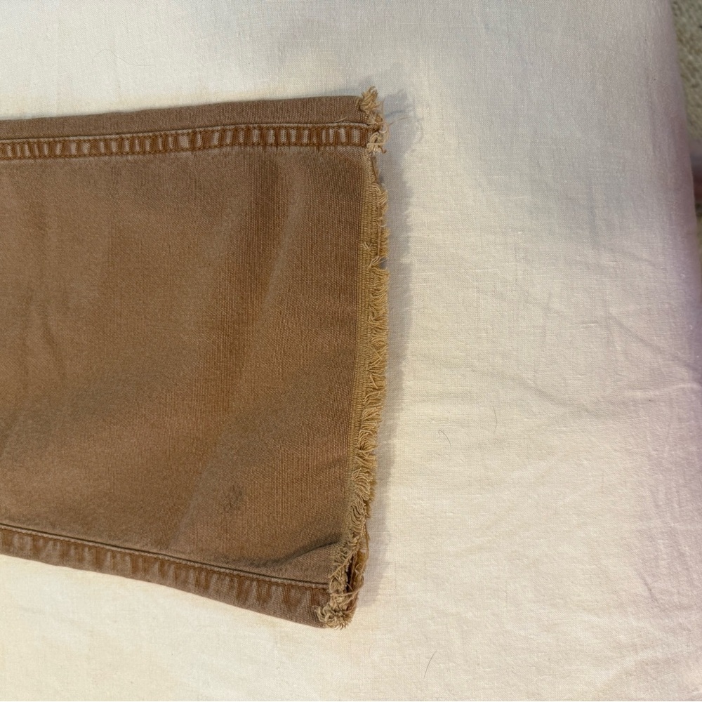 Pilcro Anthropologie Wide Leg Flare Utility Pants Brown Ochre Raw Hem Boho - Picture 7 of 12